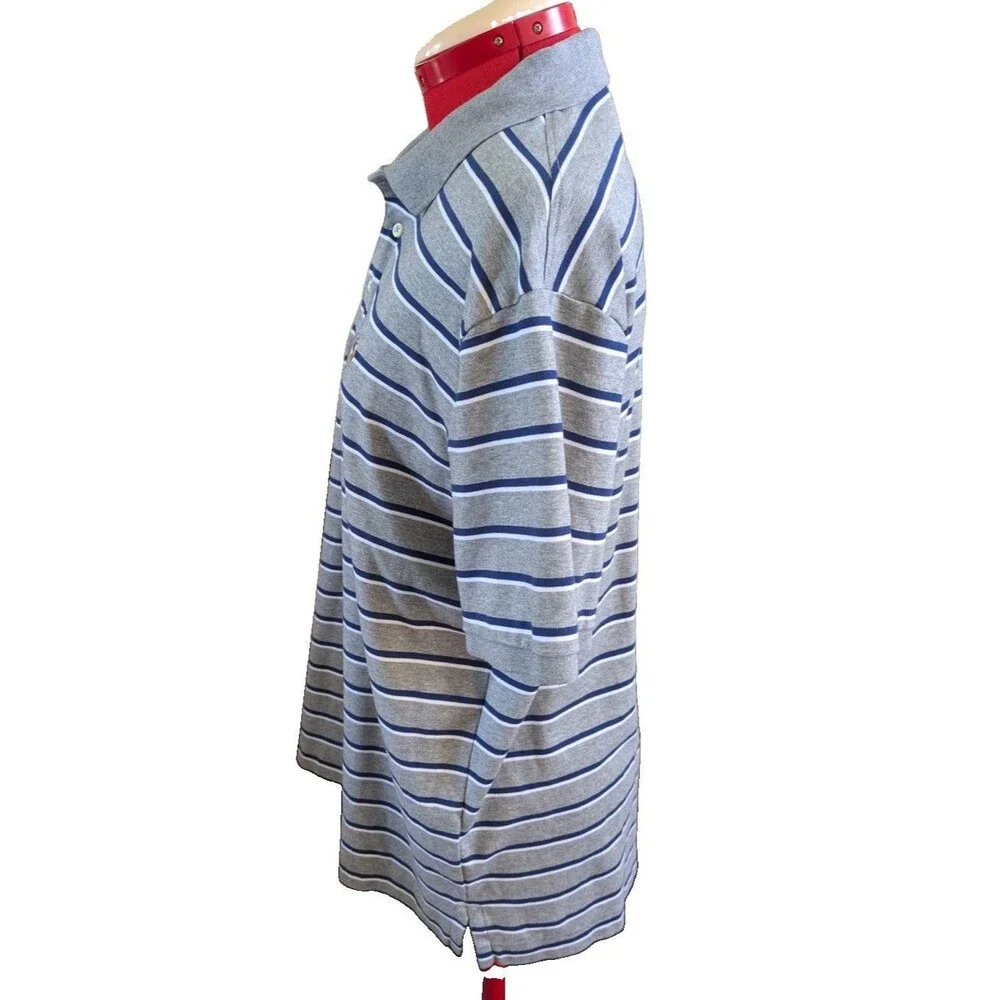Polo Ralph Lauren Men’s Blue, Gray, And White Striped Polo Size Large